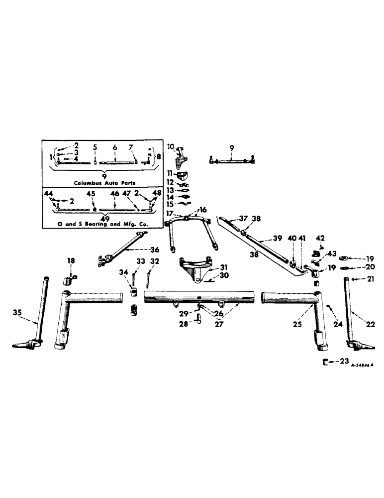 Схема запчастей Case IH 460 - (133) - FRONT AXLE, ADJUSTABLE FRONT AXLE, LOWER BOLSTER, STAY ROD & CONNECTIONS (04) - FRONT AXLE