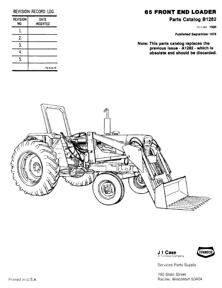 Схема запчастей Case IH 65 - (01) - 65 FRONT END LOADER (00) - GENERAL & PICTORIAL INDEX