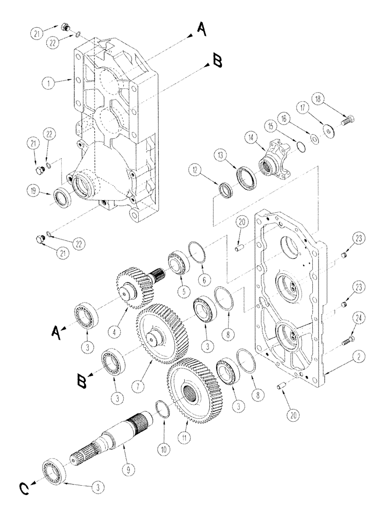 Схема запчастей Case IH STX275 - (06-34) - POWER TAKEOFF TRANSFER CASE ASSEMBLY (06) - POWER TRAIN