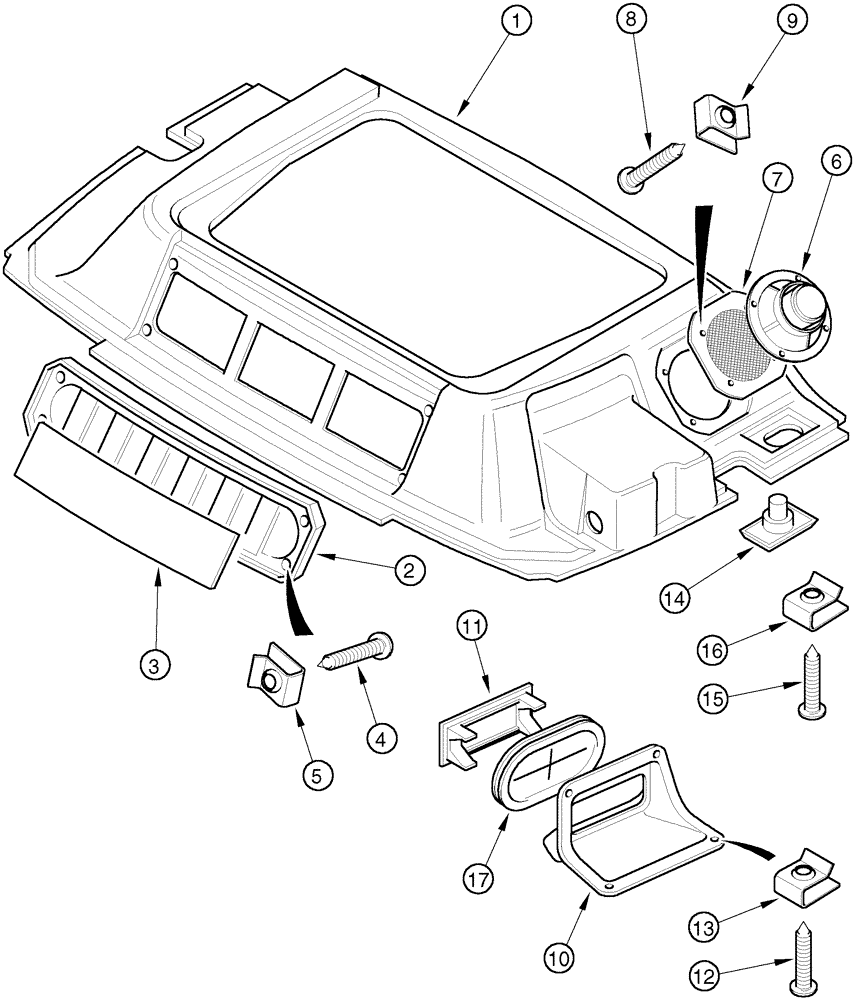 Схема запчастей Case IH MX80C - (09-30) - CAB HEADLINER TRIM, EUROPE ONLY, WITH HATCH (09) - CHASSIS