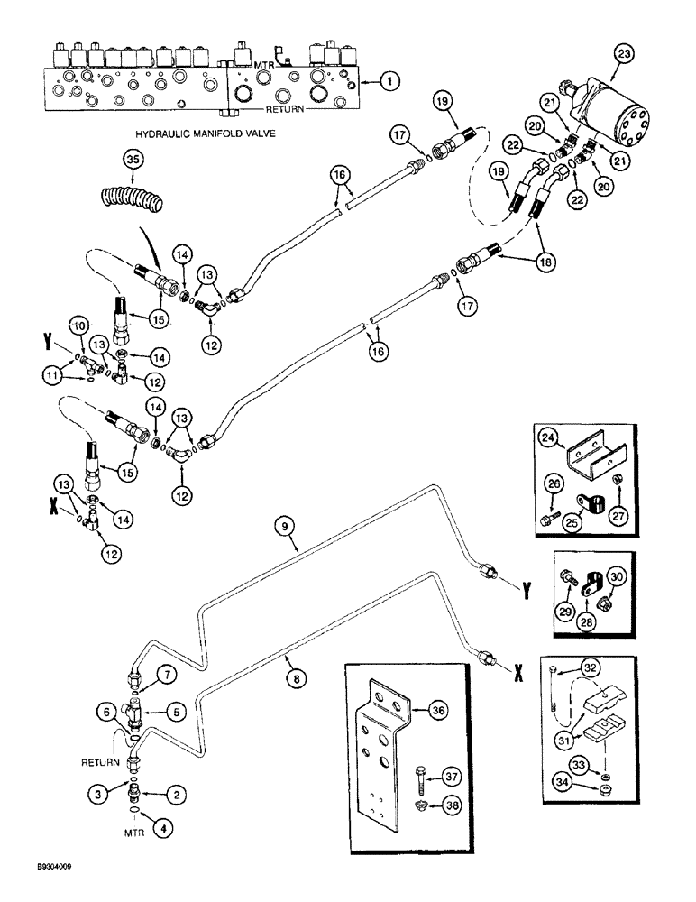 Схема запчастей Case IH 2055 - (8-62) - CONVEYOR UNLOADER MOTOR SYSTEM (07) - HYDRAULICS