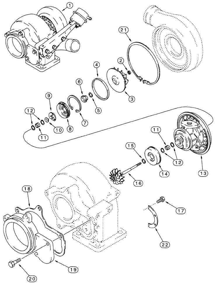 Схема запчастей Case IH 420 - (02-09) - TURBOCHARGER ASSY (01) - ENGINE