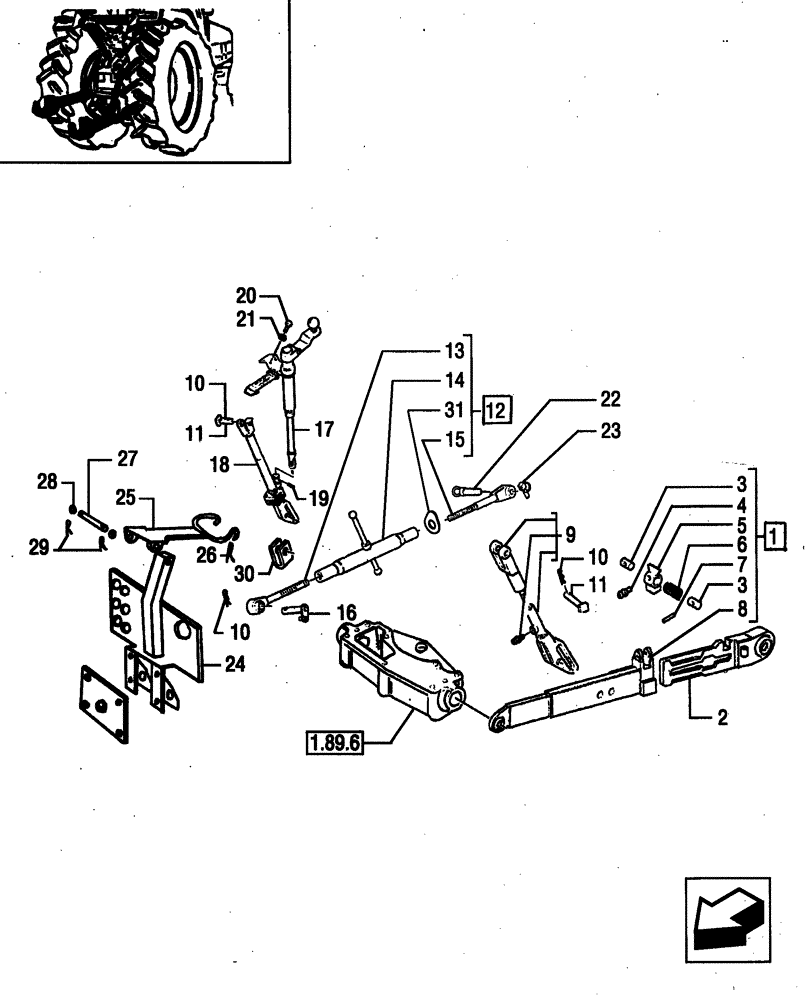 Схема запчастей Case IH JX95 - (1.89.6/02) - (VAR.902) IMPLEMENT ATTACHMENT DEVICE - LIFT ARMS AND SPRAG (09) - IMPLEMENT LIFT