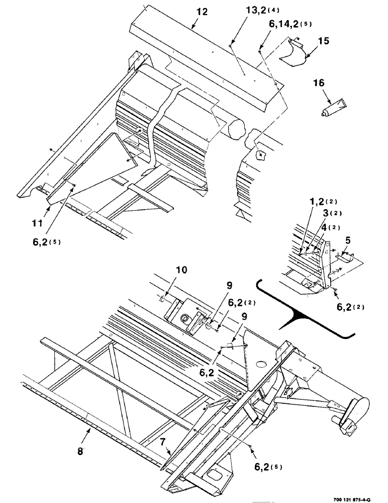 Схема запчастей Case IH 8210 - (7-16) - HEADER SHIELDS AND FRAME ASSEMBLY, 21 FOOT ONLY (58) - ATTACHMENTS/HEADERS