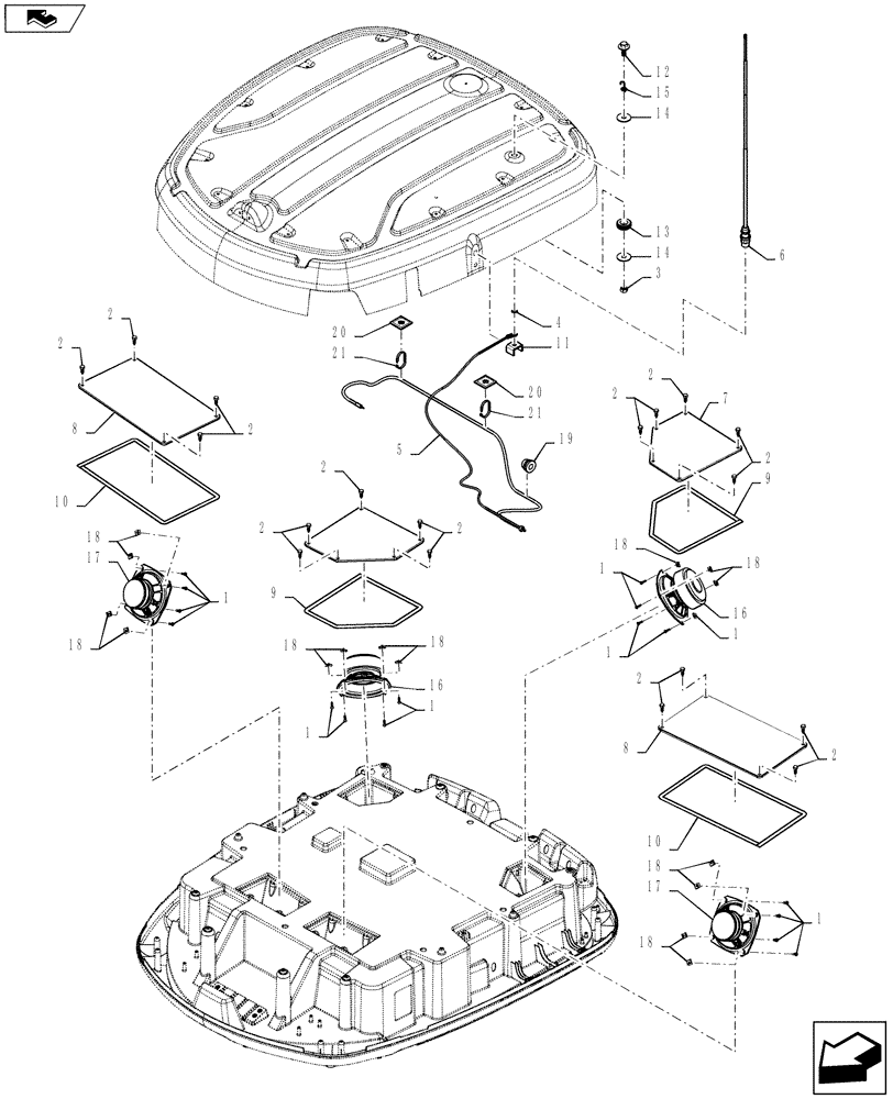 Схема запчастей Case IH 4430 - (55.510.09[02]) - SPEAKERS AND ANTENNA, SN AND AFTER (55) - ELECTRICAL SYSTEMS