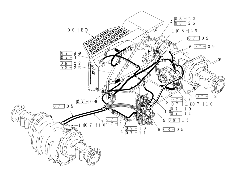 Схема запчастей Case IH STEIGER 485 - (01A-15) - HYDRAULICS - CHARGE PUMP AND BRAKE CIRCUIT, 500 SERIES AXLE, QUADTRAC TRACTOR (00) - PICTORIAL INDEX