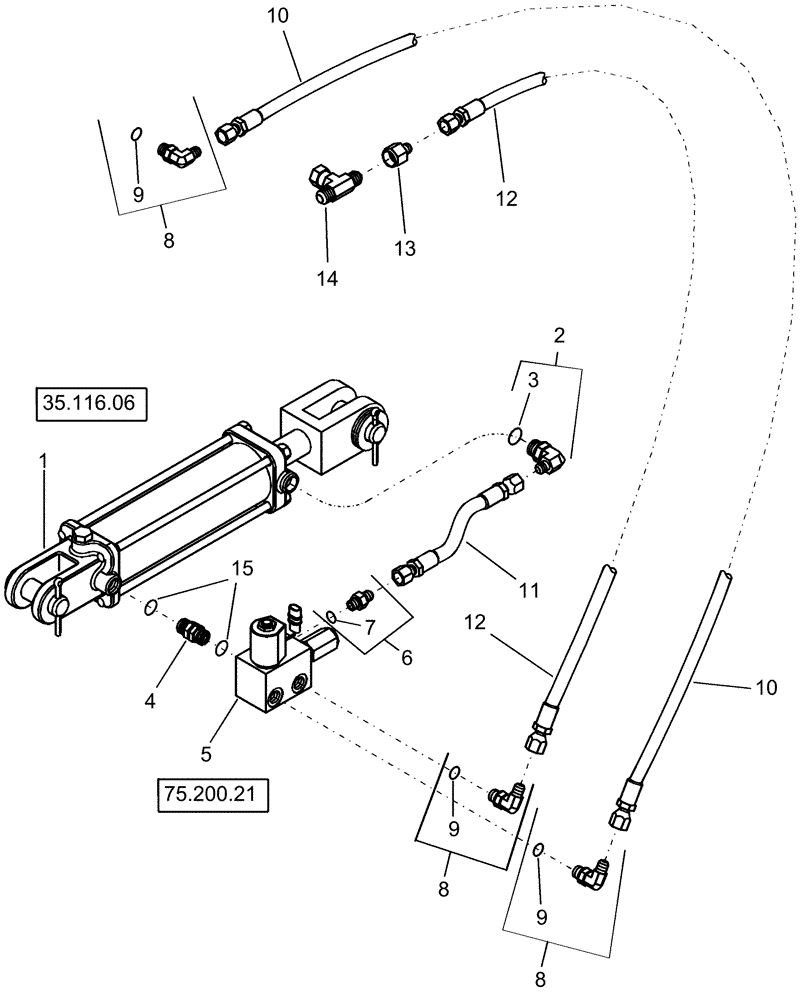 Схема запчастей Case IH 1240 - (75.110.21) - LIQUID FERTILIZER COULTER BAR RAISE/LOWER ASSEMBLY (75) - SOIL PREPARATION