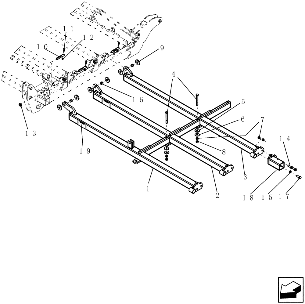 Схема запчастей Case IH 400 - (39.100.22) - 9 FIVE SECTION OUTER WING (FRONT) - 57 MODEL SHOWN (39) - FRAMES AND BALLASTING