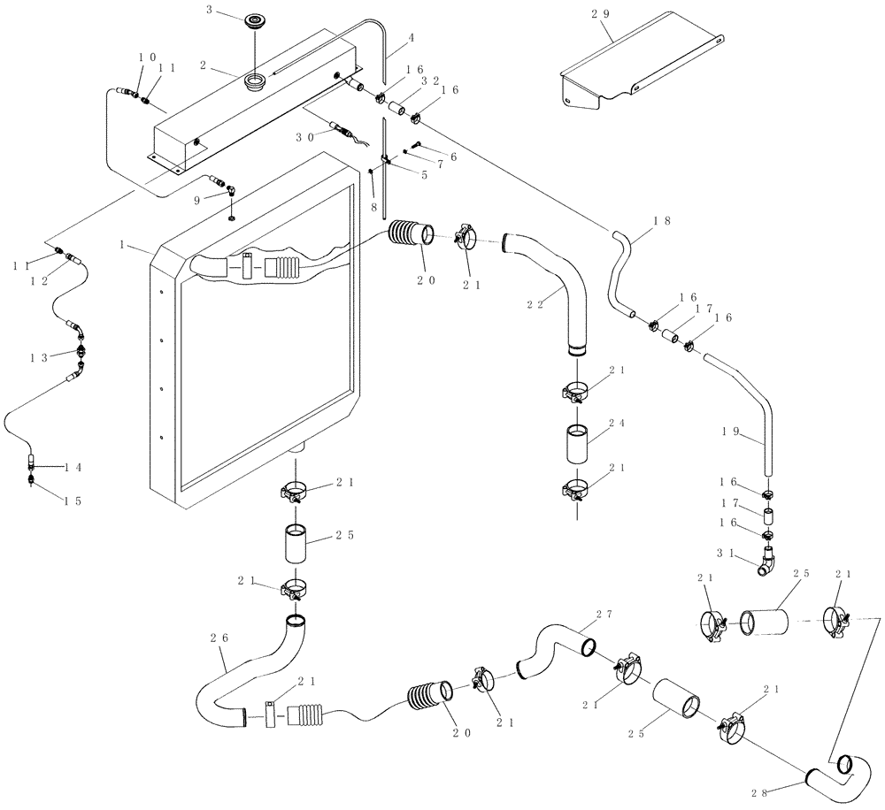 Схема запчастей Case IH 7000 - (C02.05[01]) - Water Radiator {M11} (10) - ENGINE