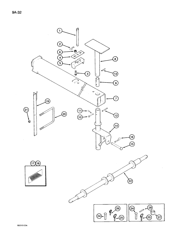 Схема запчастей Case IH 950 - (9A-32) - ENDWISE TRANSPORT HITCH AND STAND, 8 ROW NARROW, RIGID (09) - CHASSIS/ATTACHMENTS