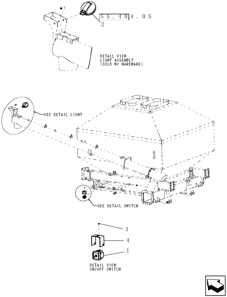 Схема запчастей Case IH 2230 - (55.404.09) - AUGER LIGHTING OPTION (55) - ELECTRICAL SYSTEMS