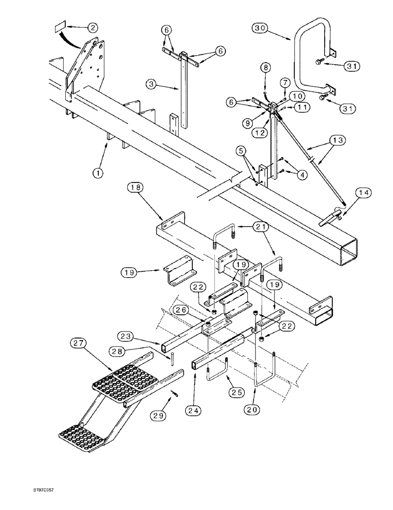 Схема запчастей Case IH 955 - (9A-06) - MAIN FRAME, SEED MODULE MOUNTING & STEP PLATFORM, 12 ROW NARROW - RIGID (09) - CHASSIS/ATTACHMENTS