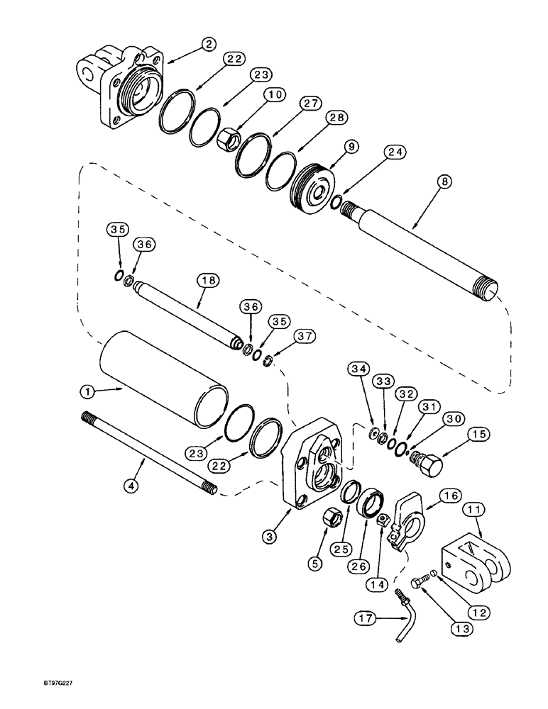 Схема запчастей Case IH 900 - (8-092) - ASSIST WHEEL HYDRAULIC CYLINDER (08) - HYDRAULICS