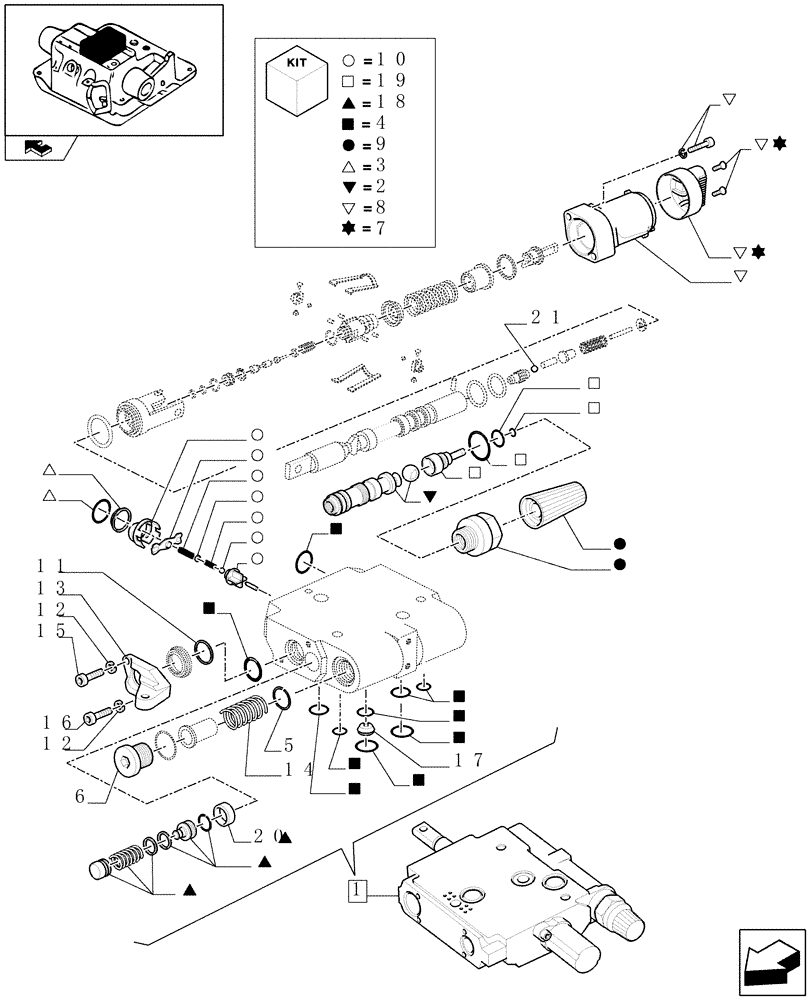 Схема запчастей Case IH PUMA 140 - (1.82.7/02B) - VALVE CONTROL - BREAKDOWN (VAR.333844-333845-334845-331849) (07) - HYDRAULIC SYSTEM