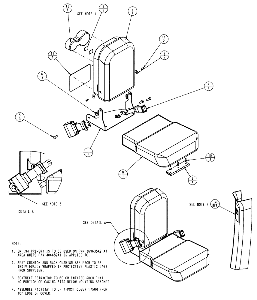 Схема запчастей Case IH SPX4410 - (01-020) - INSTRUCTIONAL SEAT ASSEMBLY Cab Interior