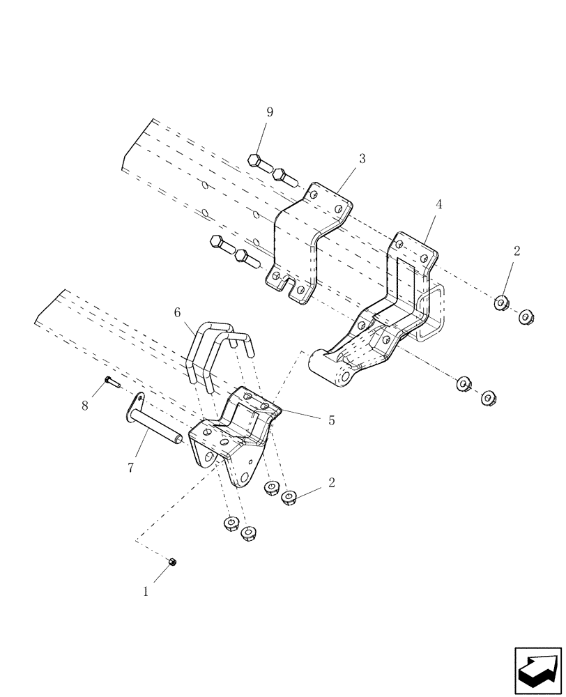 Схема запчастей Case IH SDX30 - (1.060.1) - SUBBAR HINGE ASSEMBLY (12) - FRAME