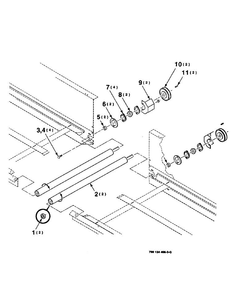 Схема запчастей Case IH 8840 - (6-02) - DRAPER FRAME ROLLER ASSEMBLY, CENTER (58) - ATTACHMENTS/HEADERS