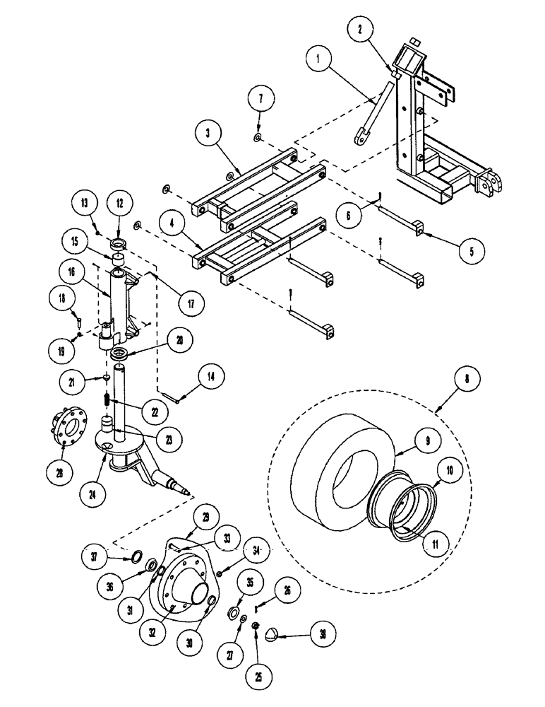 Схема запчастей Case IH CONCORD - (B26) - CASTER, HEAVY DUTY, MAIN FRAME OVER 40 FOOT 