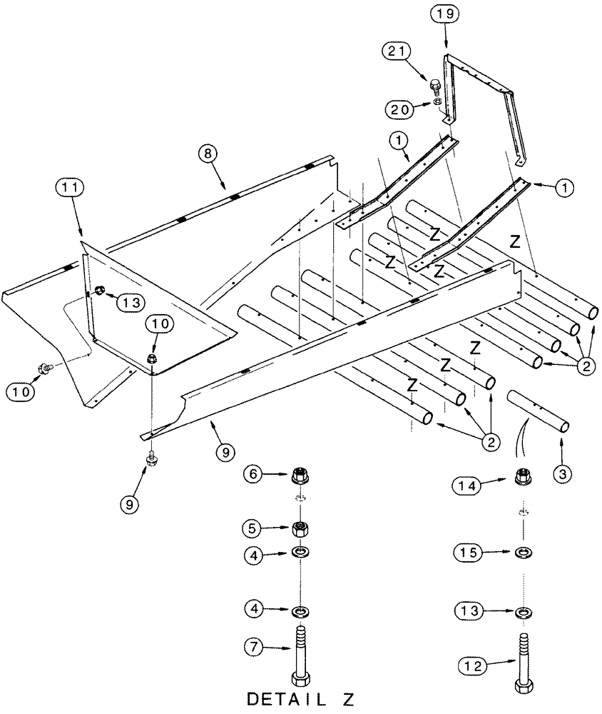 Схема запчастей Case IH 420 TIER 3 - (09F-08) - PLANT GUARD - CHANNEL AND TUBES - 5 ROW NARROW (12) - CHASSIS