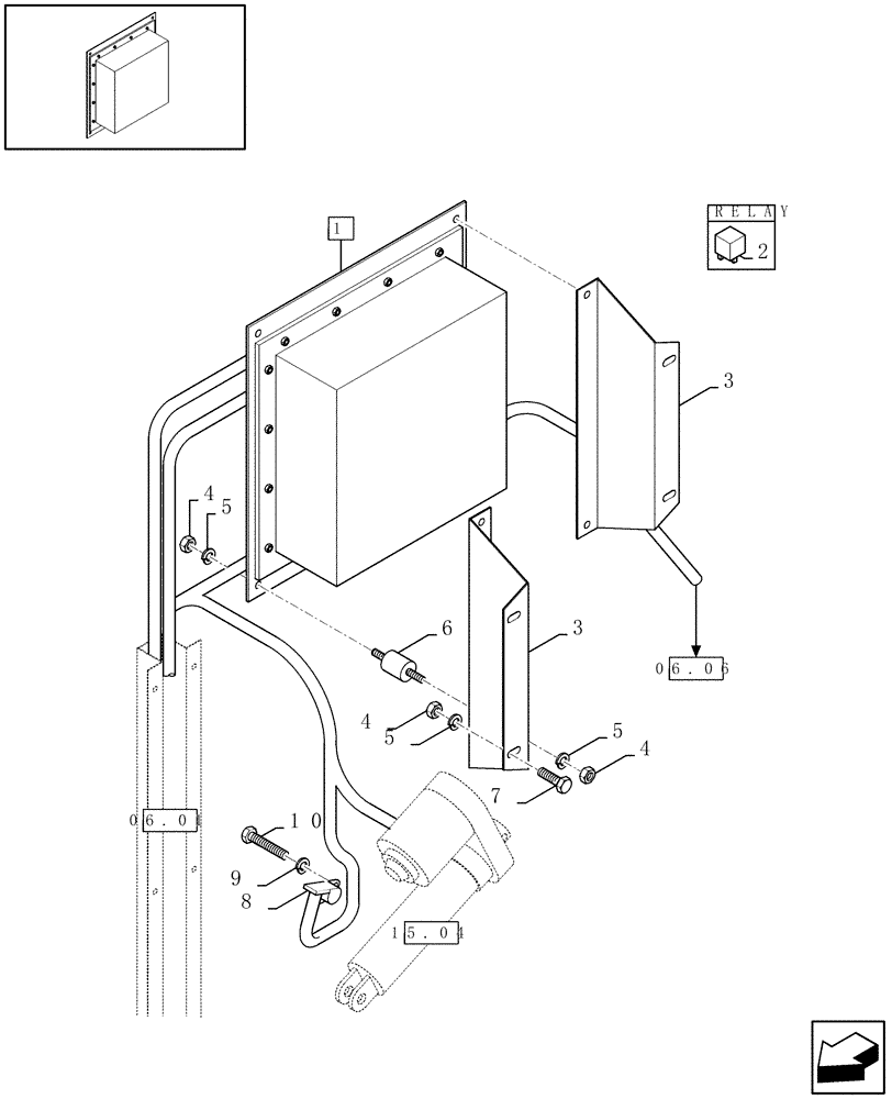 Схема запчастей Case IH RBX341 - (06.07[01]) - CONTROL BOX AND NET ACTUATOR SENSOR (06) - ELECTRICAL SYSTEMS