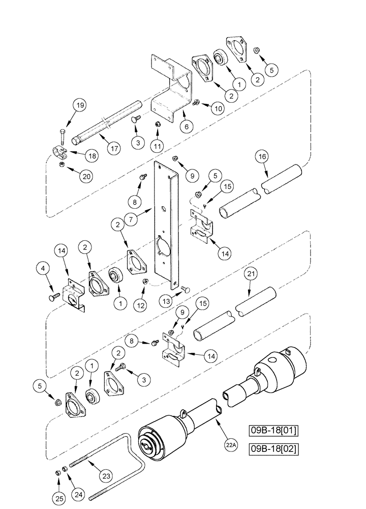 Схема запчастей Case IH 1010 - (09B-14) - KNIFE JACKSHAFT DRIVE - 30.0 FOOT HEADER (09) - CHASSIS/ATTACHMENTS