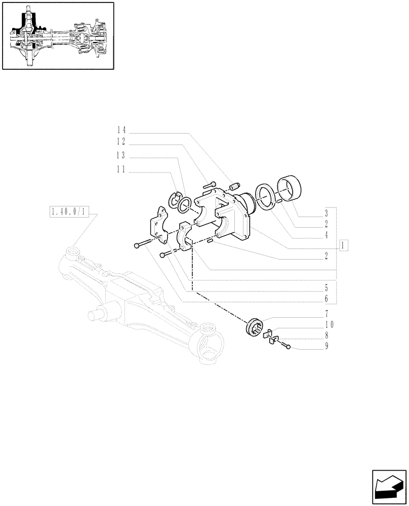 Схема запчастей Case IH MXU135 - (1.40.0/05) - 4WD FRONT AXLE - SUPPORT (04) - FRONT AXLE & STEERING