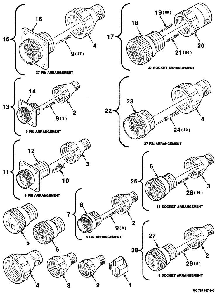 Схема запчастей Case IH 8870 - (04-34) - ELECTRICAL HARNESS SERVICE PARTS (55) - ELECTRICAL SYSTEMS