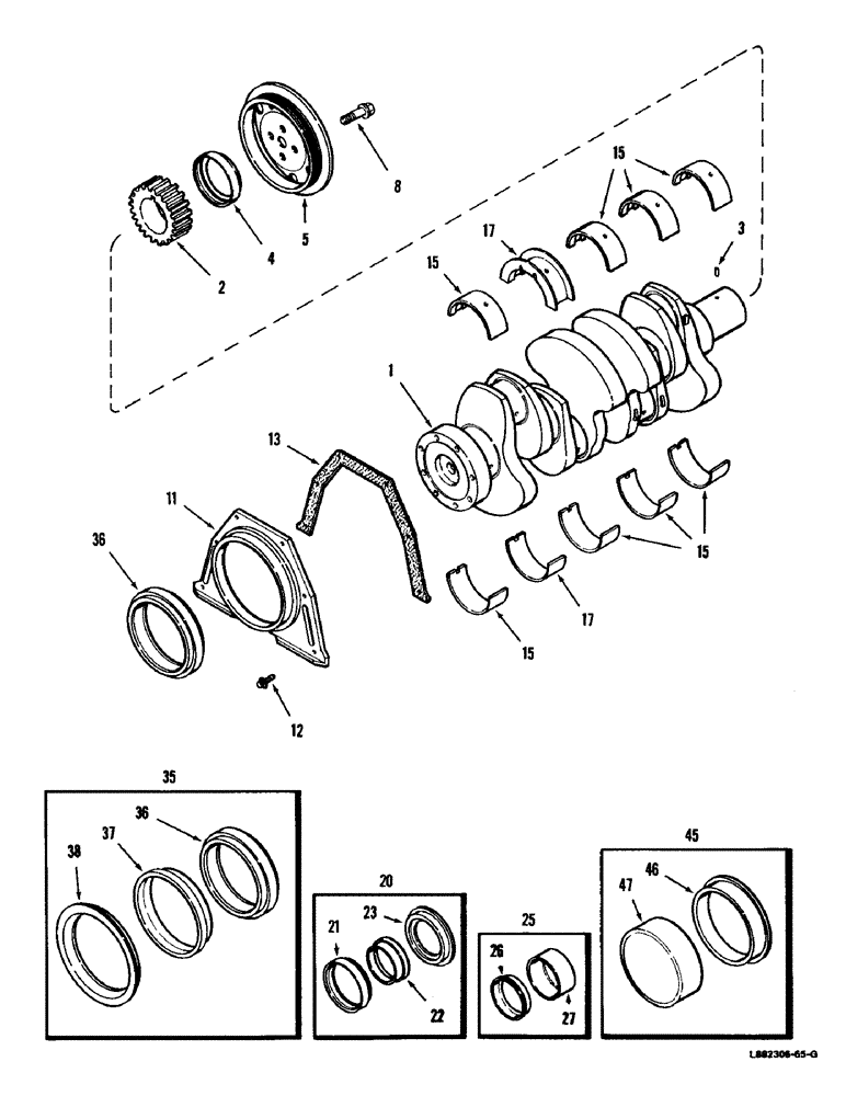 Схема запчастей Case IH 8830 - (2-28) - CRANKSHAFT, DIESEL (02) - ENGINE