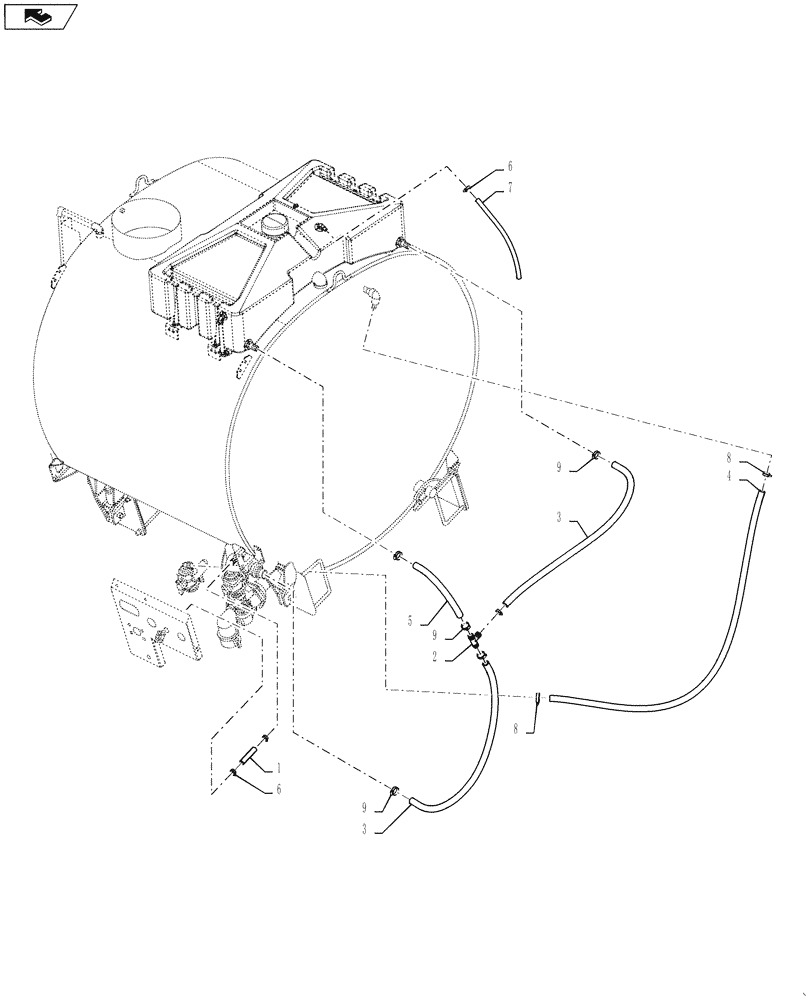 Схема запчастей Case IH 4420 - (09-081) - HOSING GROUP, RINSE Liquid Plumbing