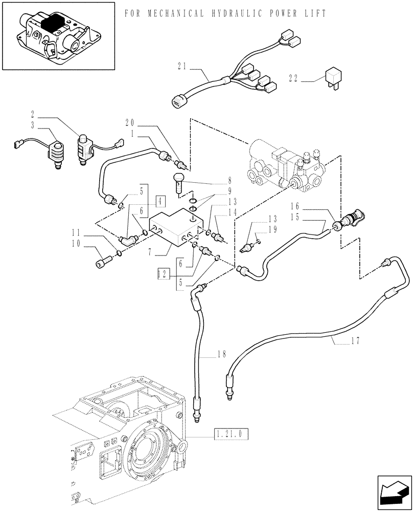 Схема запчастей Case IH MXU115 - (1.82.7/24[03]) - (VAR.355/1) 4 CCLS CONTROL VALVES WITH TRAILER BRAKE VALVE (ITALY) - VALVE PIPES (07) - HYDRAULIC SYSTEM