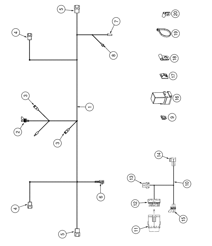 Схема запчастей Case IH 90XT - (04-14) - HARNESS TURN SIGNAL, FLASHER AND LICENSE PLATE LAMP (04) - ELECTRICAL SYSTEMS