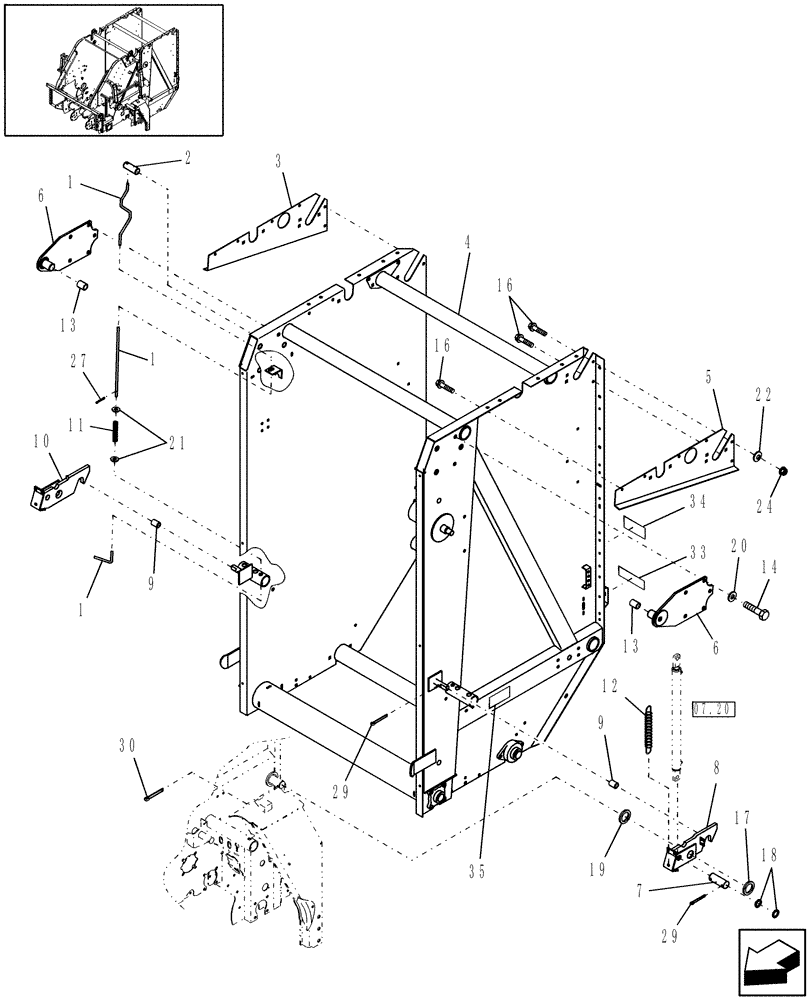 Схема запчастей Case IH RBX462 - (14.38) - TAILGATE & TAILGATE LATCH (14) - BALE CHAMBER