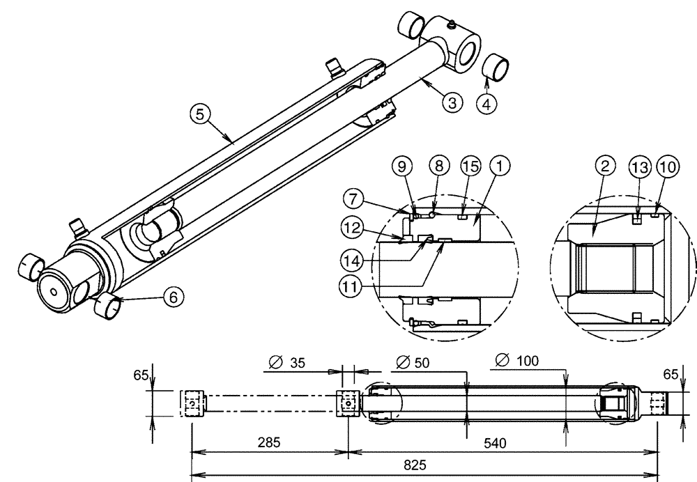 Схема запчастей Case IH LX750 - (35.100.BI[09]) - SILOCUT 150/150MG HYDRAULIC CYLINDER (35) - HYDRAULIC SYSTEMS