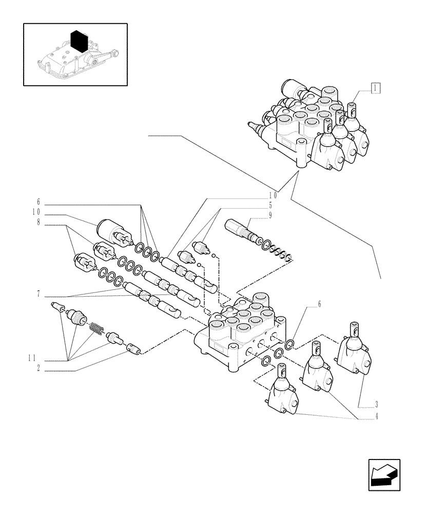 Схема запчастей Case IH JX80 - (1.82.7/02A) - 3 CONTROL VALVES (2 S/D + 1 S/D W/KICK OUT) - BREAKDOWN (07) - HYDRAULIC SYSTEM