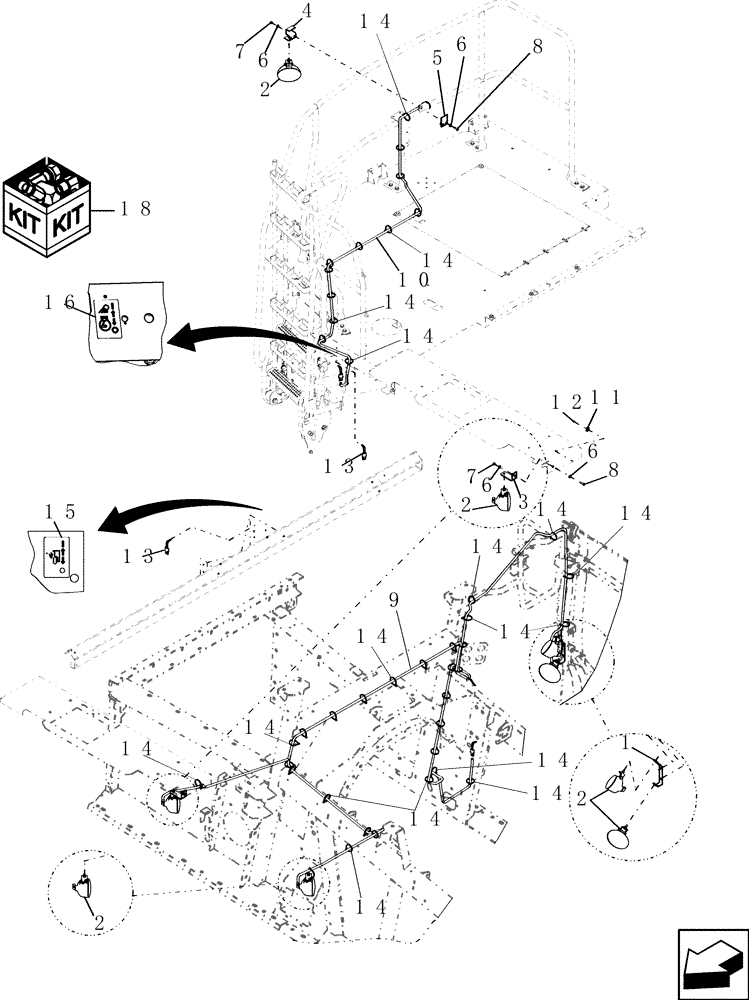 Схема запчастей Case IH 8010 - (55.404.49[01]) - DELUXE SERVICE LIGHTING - 7010/8010 (55) - ELECTRICAL SYSTEMS