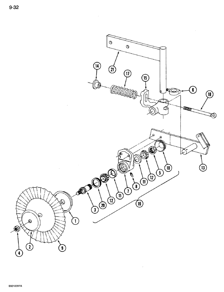 Схема запчастей Case IH 14 - (9-32) - ROLLING COULTER WITH FABRICATED ARM, CUSHION TYPE, 14 SUBSOIL CHISEL (09) - CHASSIS/ATTACHMENTS