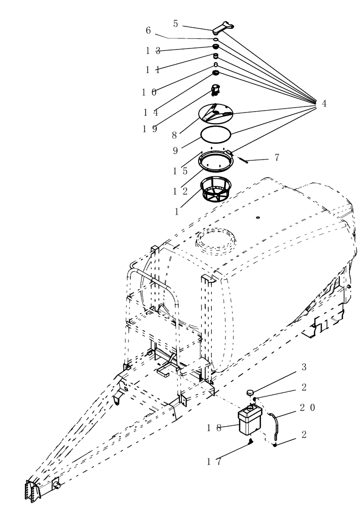 Схема запчастей Case IH 160 - (39.100.40) - TANK - CART EYE WASH / INDUCTION AND LID DETAILS (39) - FRAMES AND BALLASTING