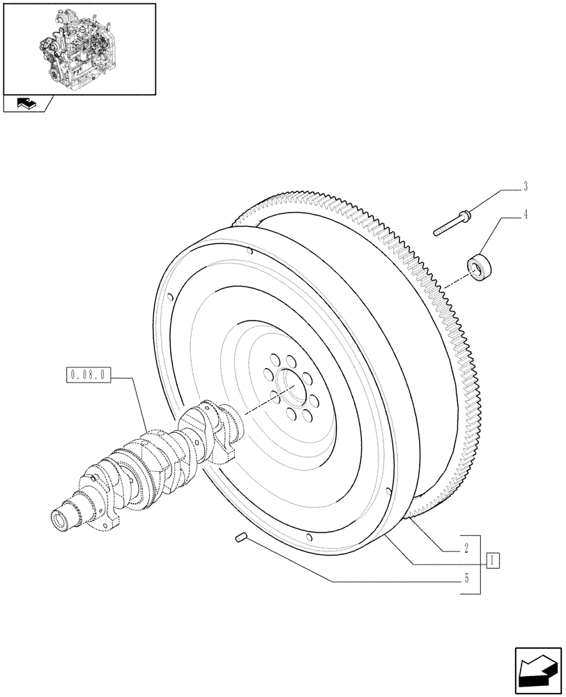 Схема запчастей Case IH FARMALL 95 - (0.08.3/01) - POWER SHUTTLE E SERVO PTO FOR DIFF. LOCK - FLYWHEEL (VAR.330120-331120) (01) - ENGINE