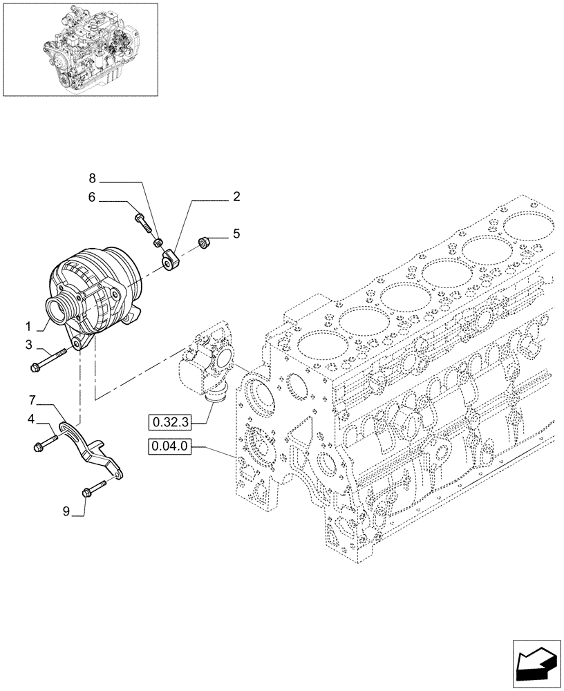 Схема запчастей Case IH F4GE9684B J601 - (0.40.0[01]) - ALTERNATOR (504227884-504227336) 