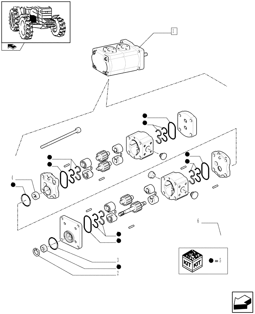 Схема запчастей Case IH FARMALL 90 - (1.42.0/ A) - HYDRAULIC PUMP - BREAKDOWN (04) - FRONT AXLE & STEERING