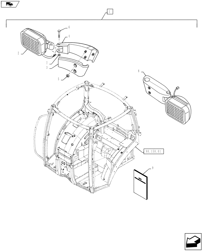 Схема запчастей Case IH PUMA 145 - (88.055.06) - DIA KIT, ADDITIONAL WORKLAMPS FOR GRABRAILS (88) - ACCESSORIES