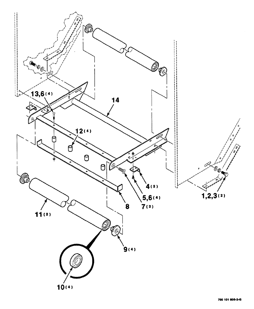 Схема запчастей Case IH 8420 - (05-08) - ROLLER ASSEMBLY (LOWER TAILGATE) (16) - BALE EJECTOR