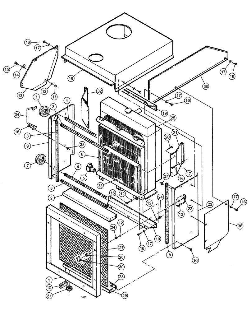 Схема запчастей Case IH SPX3150 - (094) - ENGINE - MT. & SCREEN-OILCOOL ASSEMBLY (10) - ENGINE