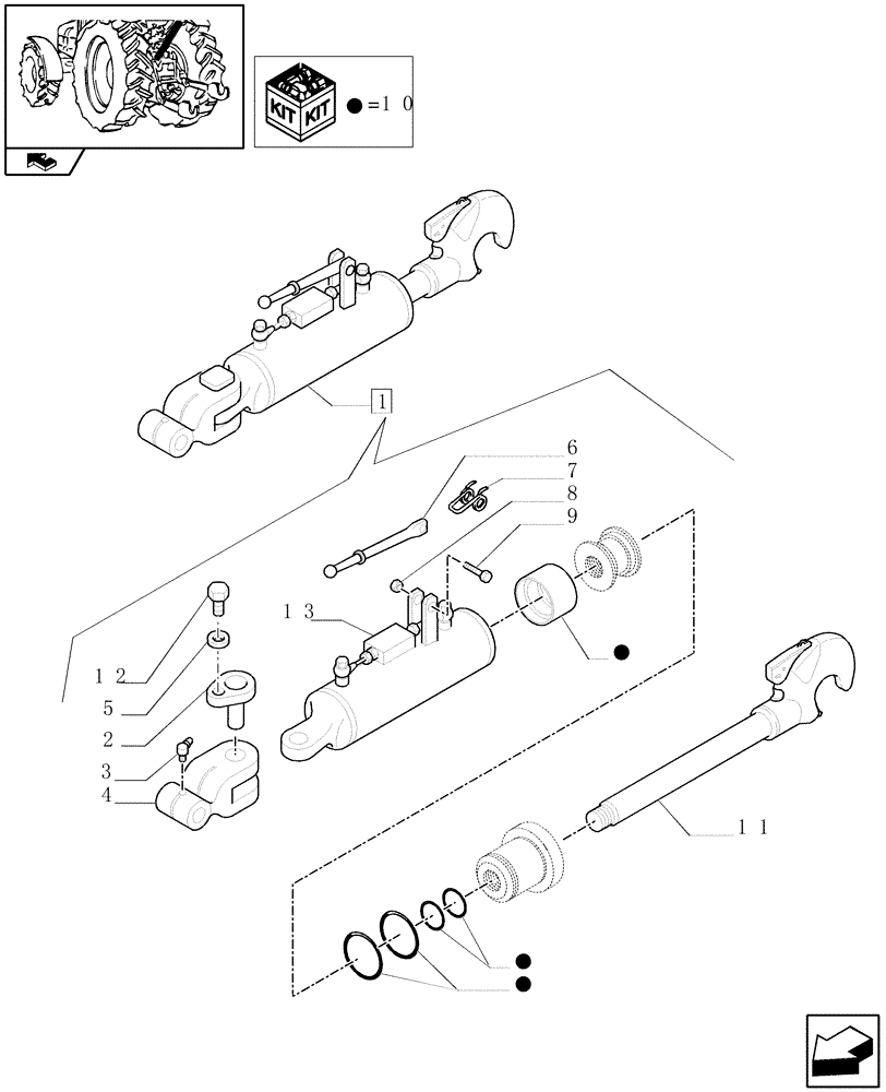 Схема запчастей Case IH PUMA 210 - (1.89.6/02A) - HYDRAULIC TOP LINK FOR ALL LINKAGE OPTIONS - BREAKDOWN (09) - IMPLEMENT LIFT