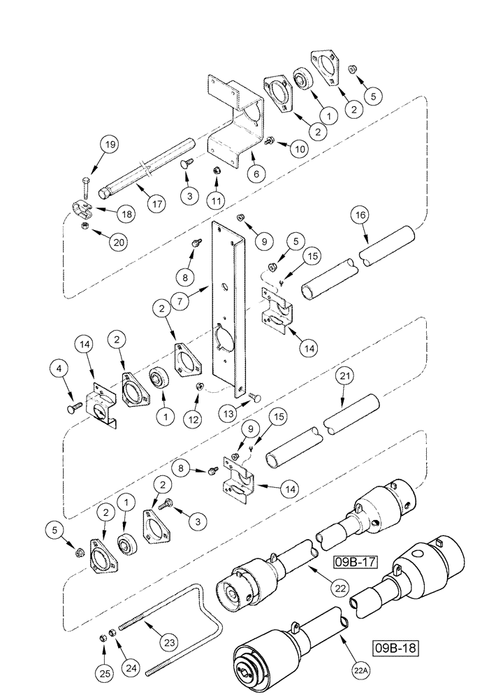 Схема запчастей Case IH 1010 - (09B-14) - KNIFE JACKSHAFT DRIVE - 30.0 FOOT HEADER (09) - CHASSIS/ATTACHMENTS