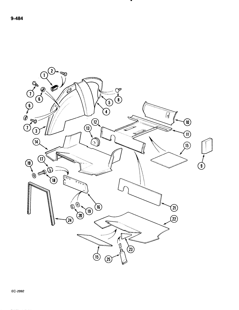 Схема запчастей Case IH 885 - (9-484) - OPERATORS COMPARTMENT COVERING (09) - CHASSIS/ATTACHMENTS