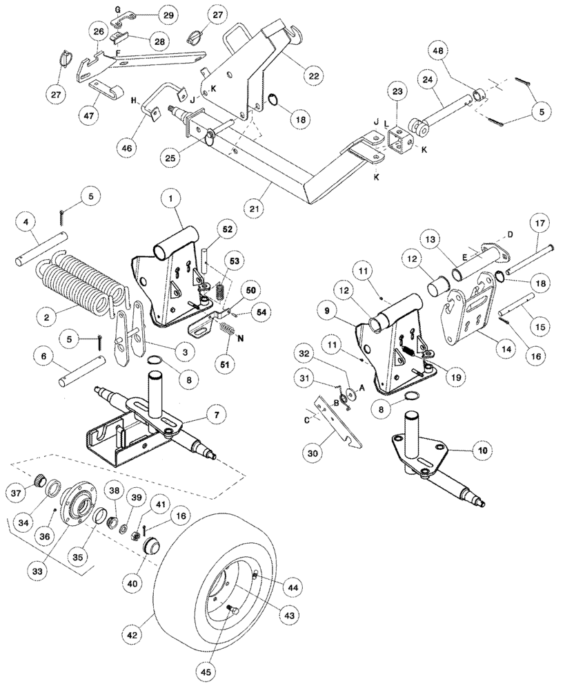 Схема запчастей Case IH 1052 - (09-32) - TRANSPORT OPTION WHEELS AND SUPPORTS, NOT FOR EUROPE (09) - CHASSIS