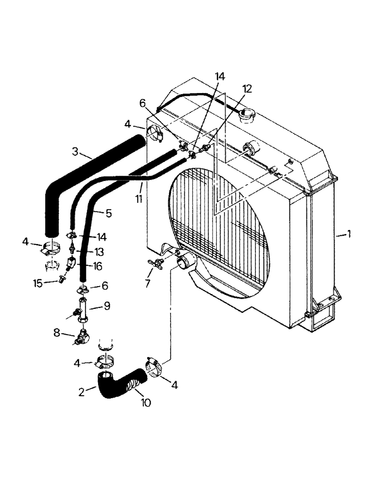 Схема запчастей Case IH CM360 - (04-22) - RADIATOR AND HOSES, CAT 3306 ENGINE (04) - Drive Train