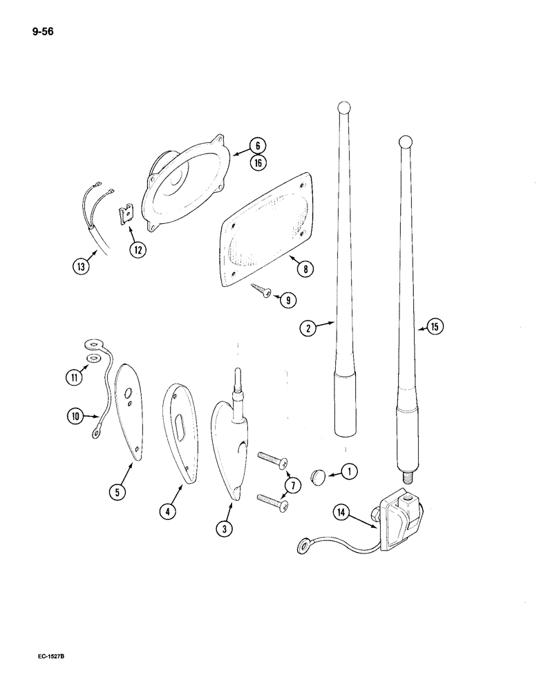 Схема запчастей Case IH 895 - (9-056) - CAB, RADIO LOUDSPEAKER AND ANTENNA (09) - CHASSIS/ATTACHMENTS