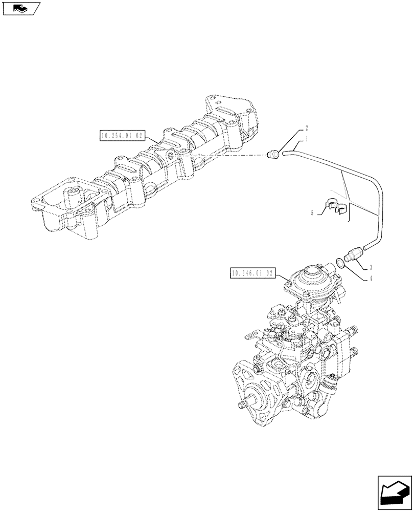 Схема запчастей Case IH FARMALL 75A - (10.218.02[02]) - FUEL INJECTOR - LEAK-OFF LINE (10) - ENGINE